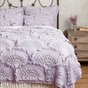 Anthropologie Rivulets Quilt Lavender Queen with 2 shams DRY CLEANED